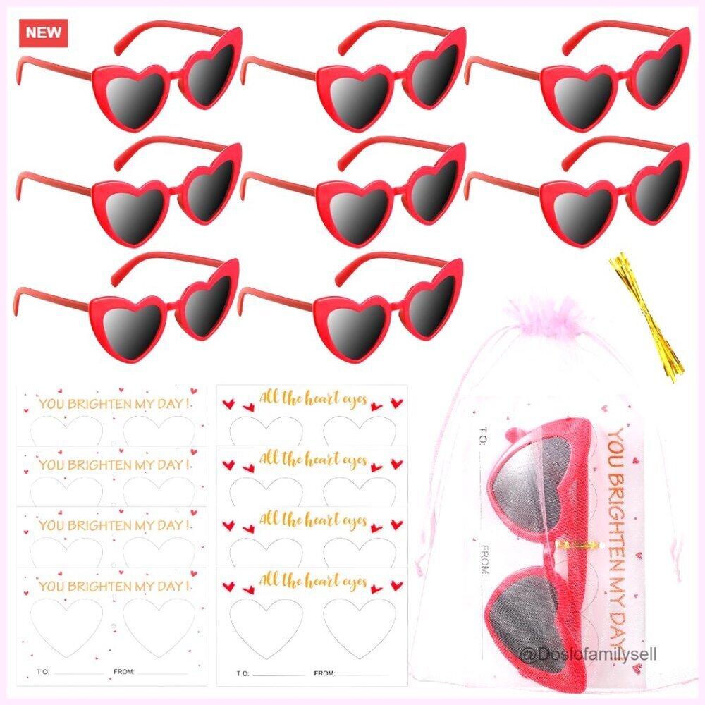 Heart Shaped Sunglasses Set Party Favors Galentines Valentine's Day Gifts